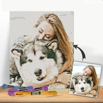 Custom Cross Stitch Tapestry Kit | Just Upload Your Photo! - Cross Stitched